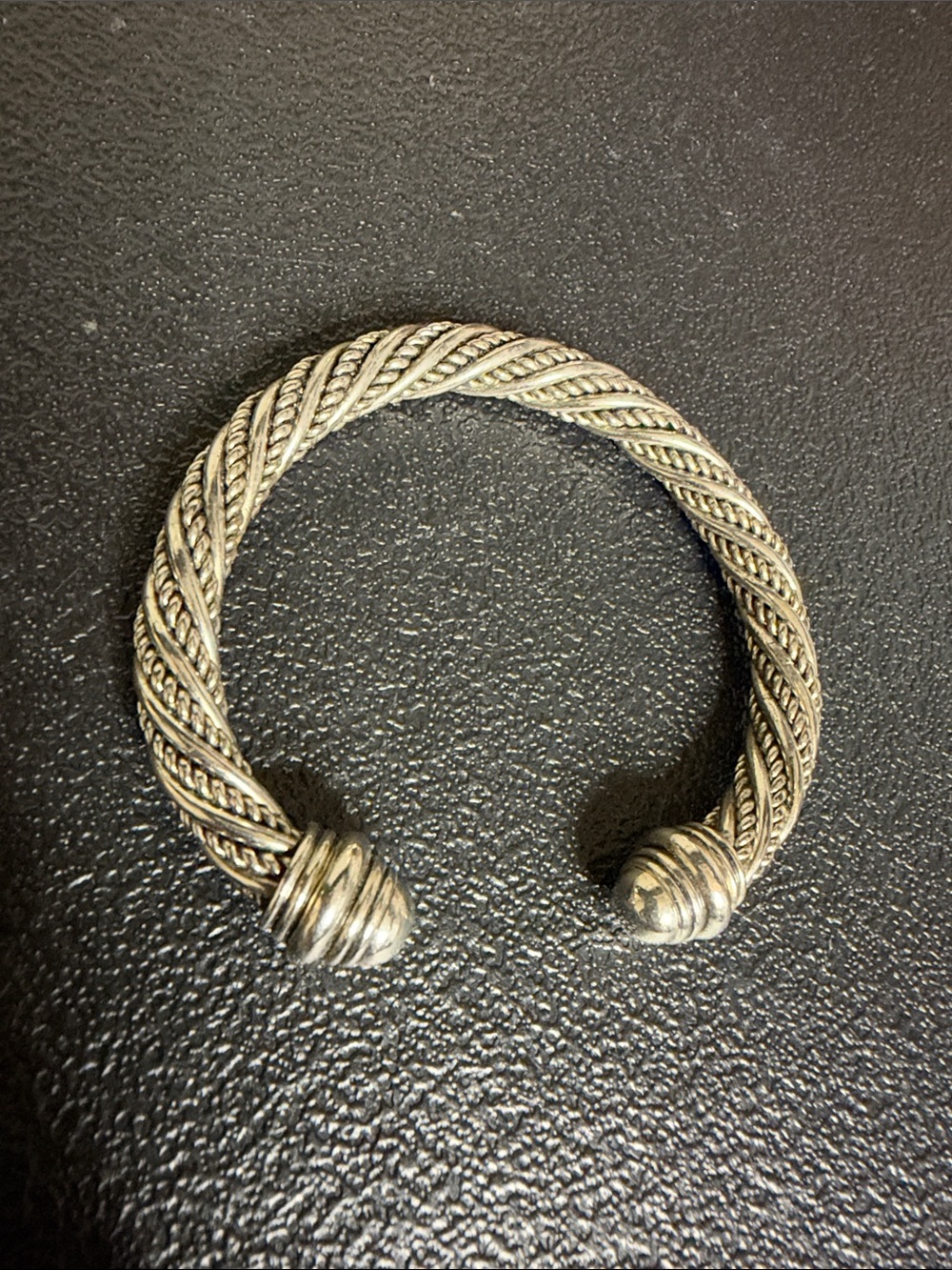 Silver-Tone Twisted Cable Open Cuff Bracelet - Women Accessories Chunky